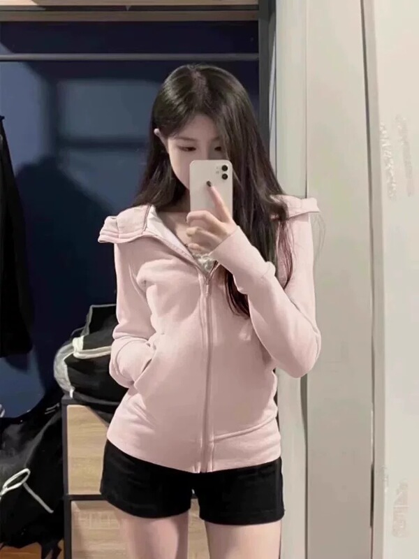 lulu修身卫衣外套女开春季穿搭正肩初春韩系连帽运动收腰短款上衣|undefined