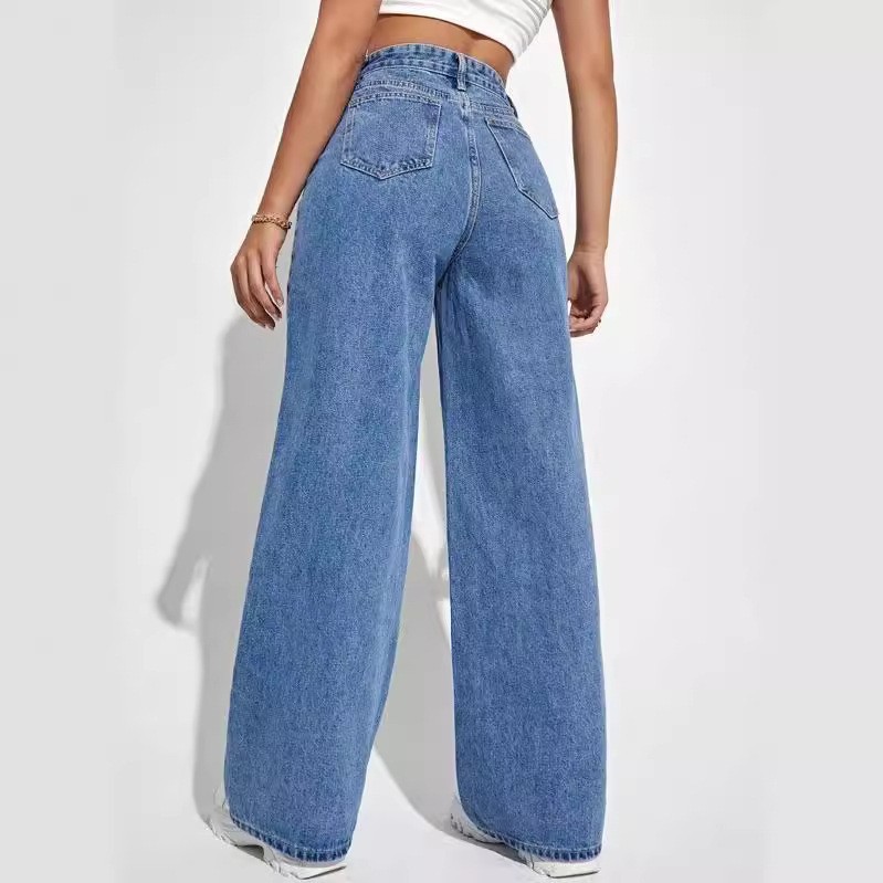 Damen Jeans Mit Hoher Taille Für Einen Schmalen Geraden Schnitt_voghion.com