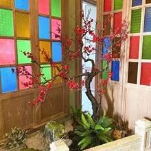 花舍实木仿真梅花树大型腊梅假树装饰室内橱窗庭院绿植落地摆件