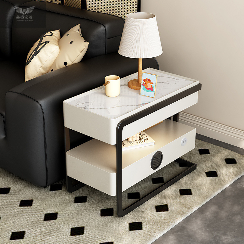 Gabinete de almacenamiento de sala de estar de lujo ligero móvil sofá de madera sólida gabinete lateral de mesa de té casero gabinete lateral de sofá gabinete lateral