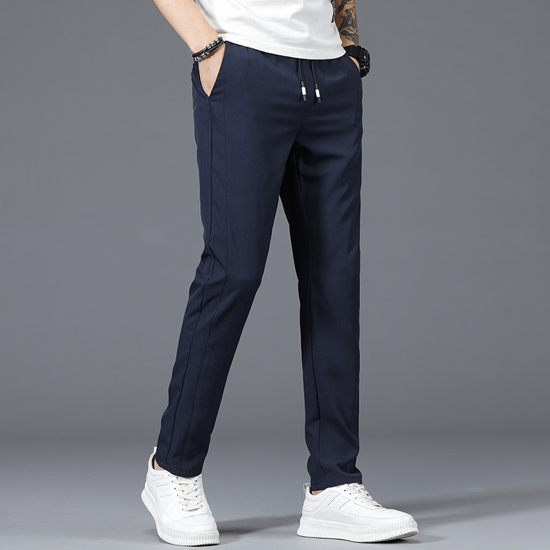 Quick dry silk breathable summer thin comfortable elastic trousers