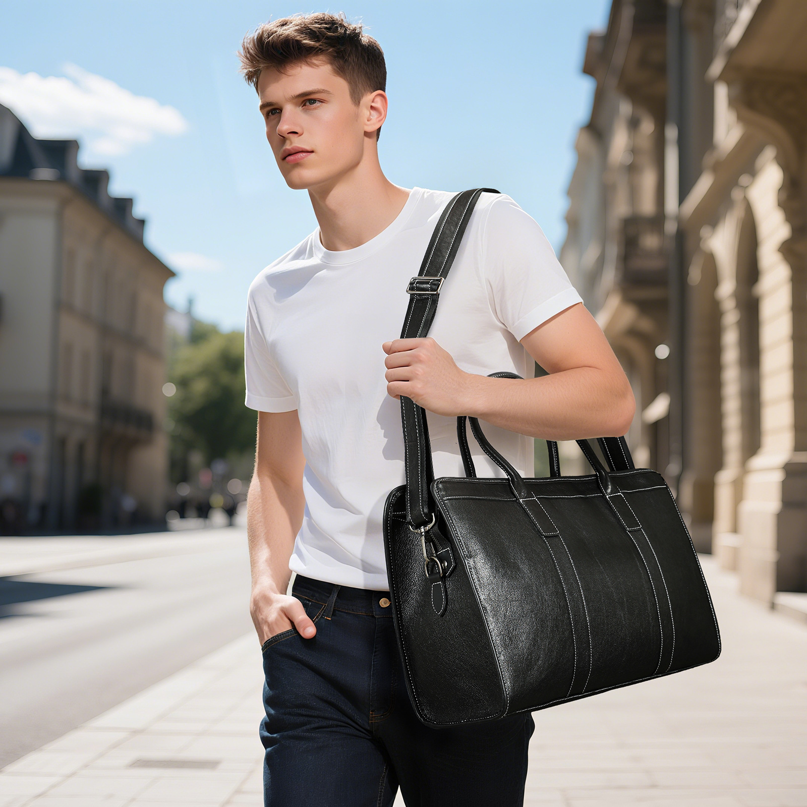 Elegante borsa da viaggio da uomo, borsa tote premium per palestra, borsa a tracolla per viaggi brevi, valigia unisex impermeabile e morbida con chiusura standard_voghion.com