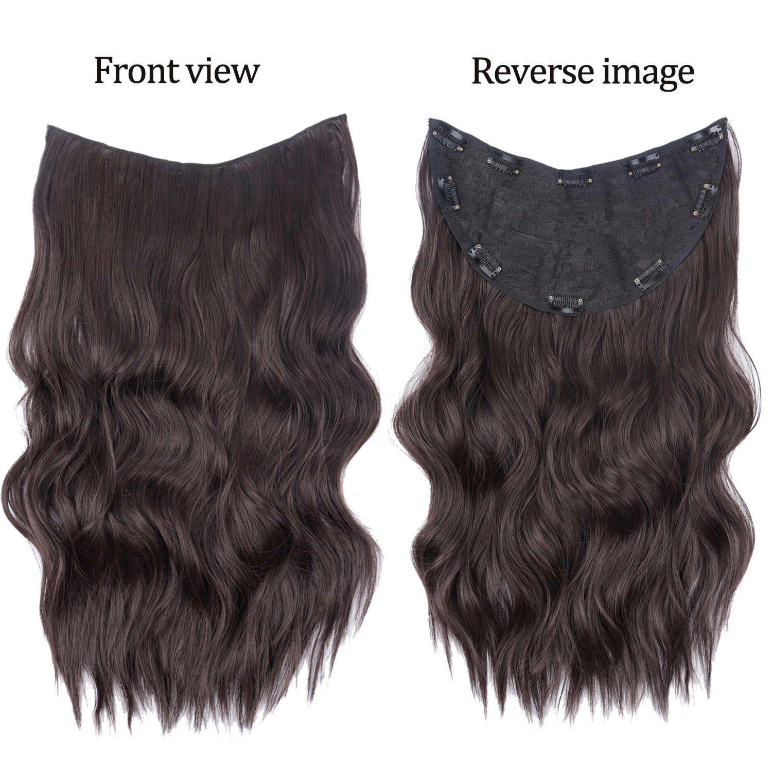 Peruca de cabello rizado en forma de U flácida, aumento de cabello, peruca de cabello simulada de una pieza, cabello largo femenino, cabello invisible sin huellas.