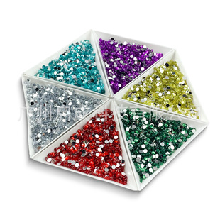 Cross-border Nail Art Jewelry DIY Round Diamond Sequins 12 Color Flat Acrylic Colored Diamond Nail Diamond Decoration