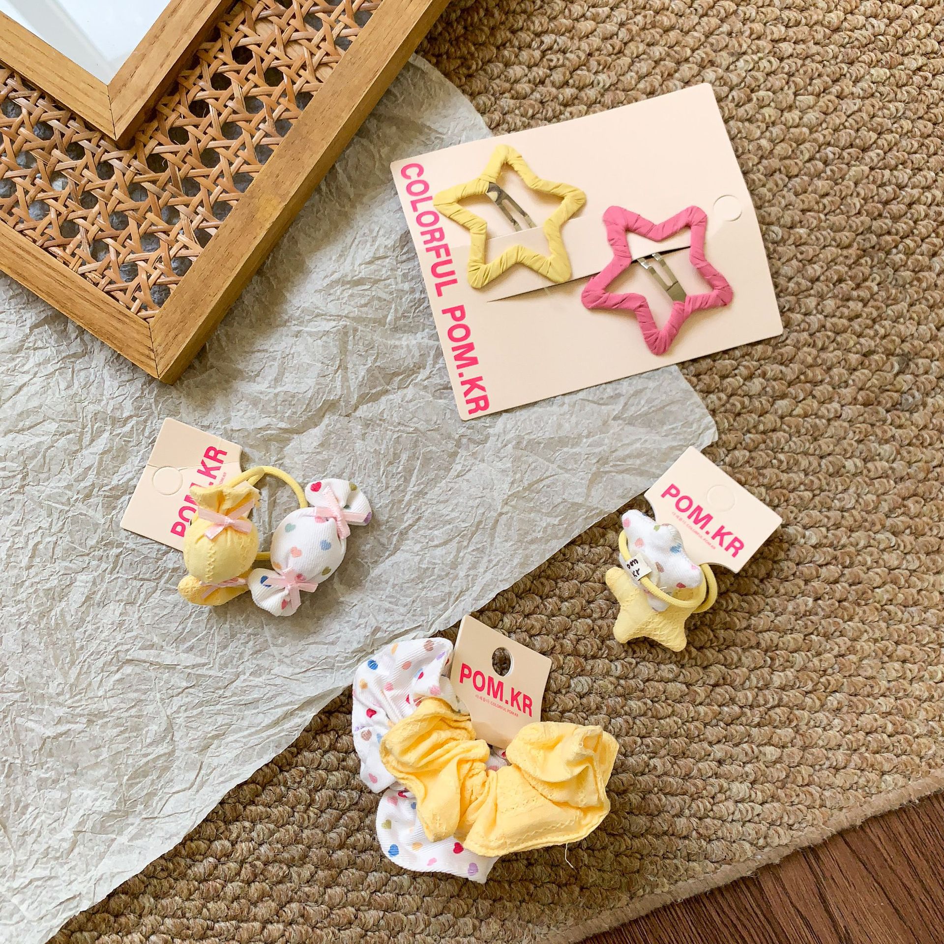 Sugar Pear ropa infantil niñas brocas de tela anillo para el pelo 2026 puntos de dibujos animados para niños brocas de pelo bebés accesorios para el pelo