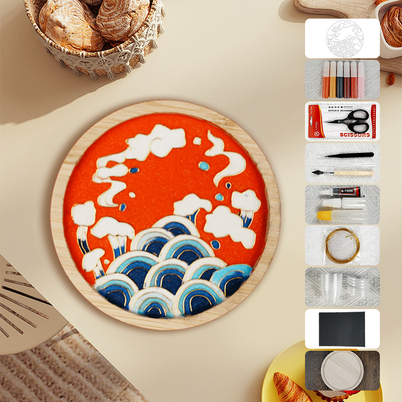 Materiales tradicionales hechos a mano Jintao Landiy pintura de esmalte novatos tazas esteras estudiantes activos cultura cultural inmaterial