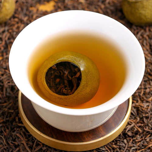 Xinhui Small Green Tangerine Wholesale, Dried Tangerine Peel Imperial Pu-erh Dark Tea Small Green Tangerine Tea Loose Leaf and Canned 500g