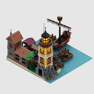 Moc-152423 Pirate World Modular Port Medieval Building 2155 Particle Count