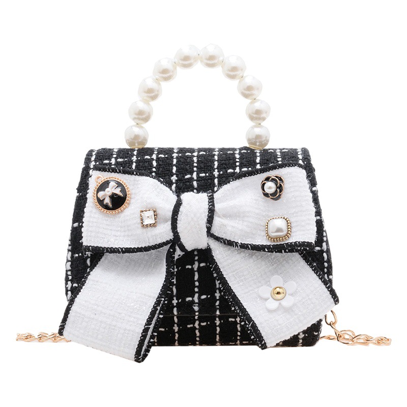 2026 Chanel-Style Korean Version Exquisite Camellia Pearl Handbag Crossbody Bag for Girls Princess Coin Purse Children's Bag