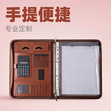 跨境A4手提拉链文件夹支架款现货商务办公展业夹多功能皮质经理夹