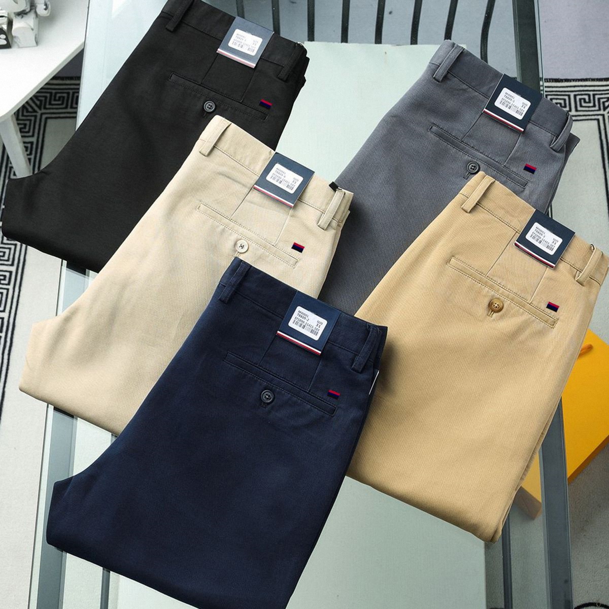 Cross-Border New Winter High-Quality Tommy Men's Casual Pants, Thickened and Warm, Straight-Leg Business Casual Trousers, Dress Pants