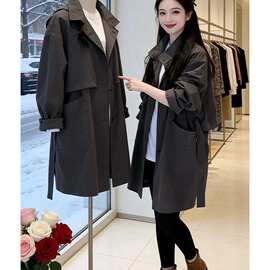 超好看慵懒风纯色风衣外套女秋季新款时尚气质宽松显瘦大衣
