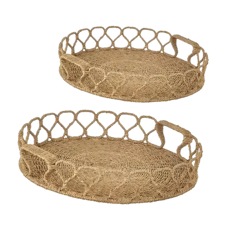 Cesta de almacenamiento de algas, mesa para el hogar, cesta tejida a mano, pan, cesta de frutas secas, mesa de café, decoración de restaurante