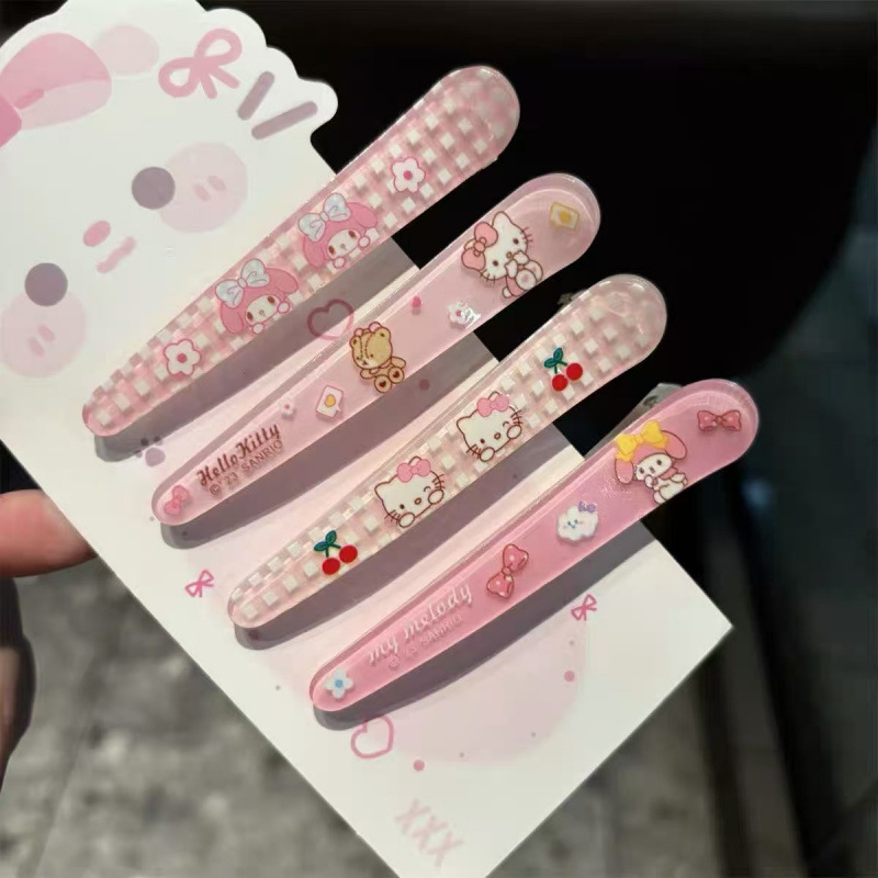Cute Plaid Sanrio Duckbill Clip Sweet Ins Girl's Heart Bangs Clip Cartoon All-match Simple Stall Hair Accessories