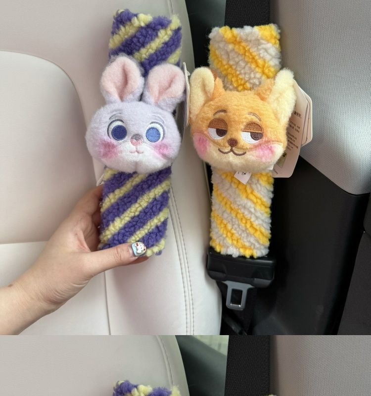 Cute Zootopia Judy Nick Car Seatbelt Shoulder Pad Cartoon Cute Plush Doll Anti-Strangling