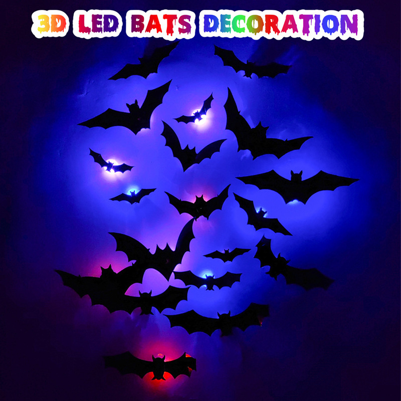 Cross-Border Stereo Halloween Led Night Light Bat Spider Holiday Party Garage Decoration Pet Luminous Flash Wall Sticker Cross-Border Stereo Halloween Led Night Light Bat Spider Holiday Party Garage Decoration Pet Luminous Flash Wall Sticker