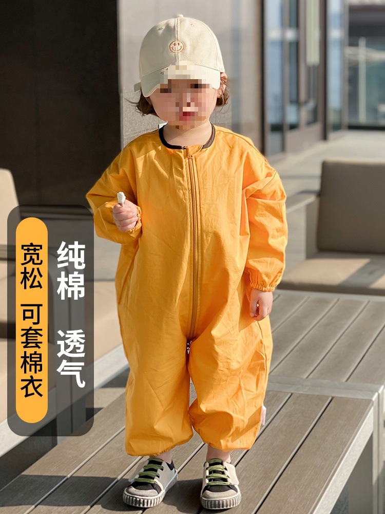 Baby romper outdoor baby romper one-piece clothes children go out pure cotton coverall anti-dirty spring and autumn
