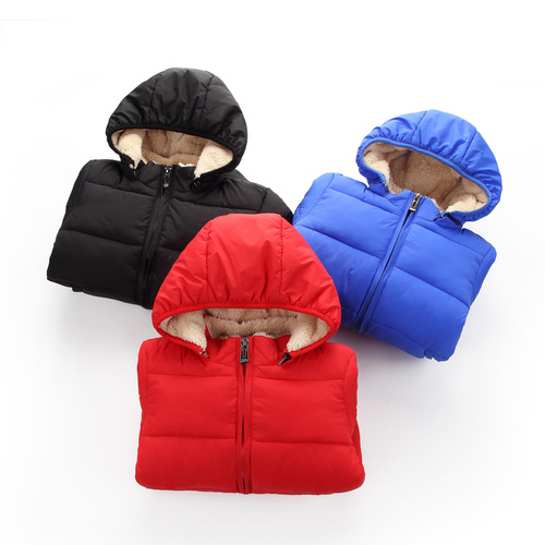 Amazon 2025 Children's Fleece-Lined Down Cotton-Padded Coat – Boys' and Girls' Hooded Plaid Style Baby Autumn and Winter Warm Jacket