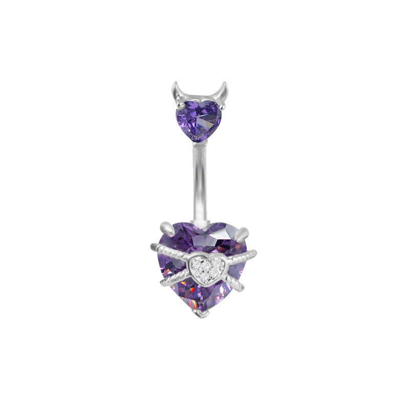 Cross-border Stainless Steel Sweet And Cool Style Spicy Girl Piercing, Little Devil Navel Ring With Zircon, Sexy_voghion.com