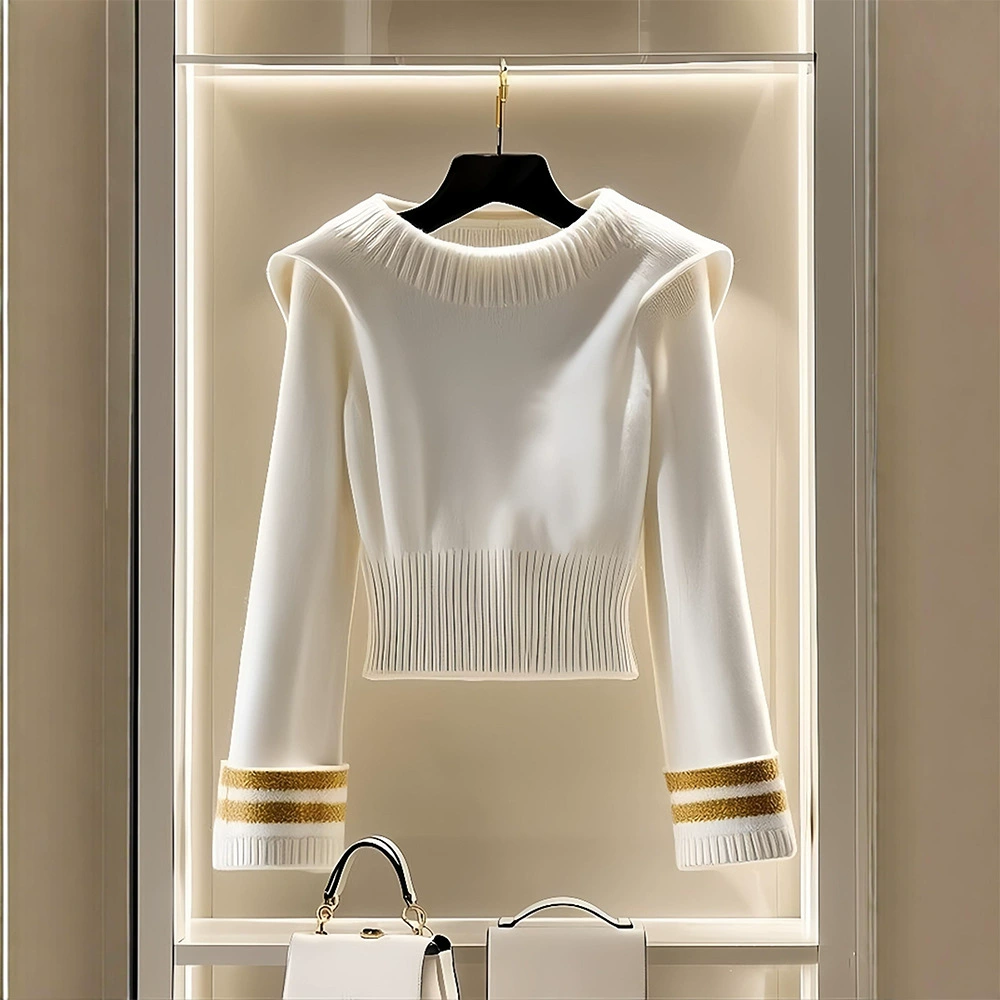 Белый мягкий клейкий ленивый расслабляющий свитер женский 2024 новый осенний и зимний корейский шикарный топ