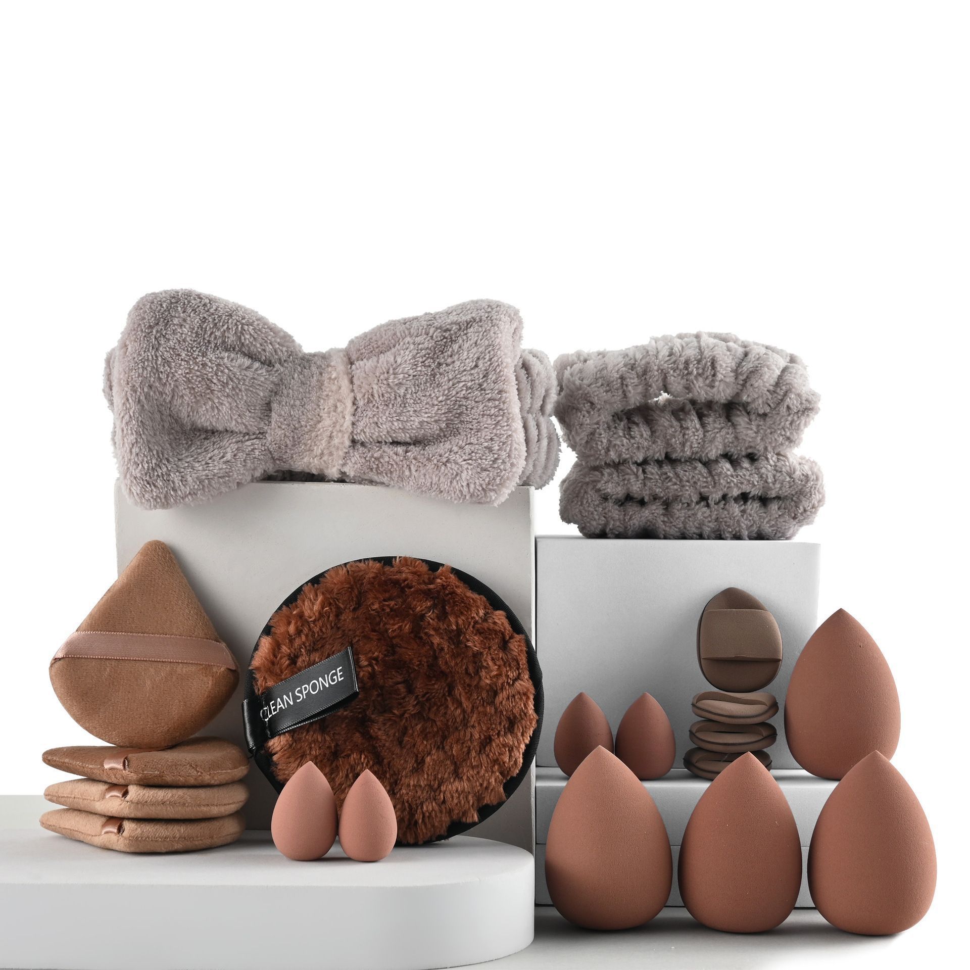Transfronterizo 48 piezas 20PC herramientas de maquillaje conjunto de huevo pulgar polvo de maquillaje correa de cabello gran combinación cepillo de maquillaje polvo de polvo de maquillaje