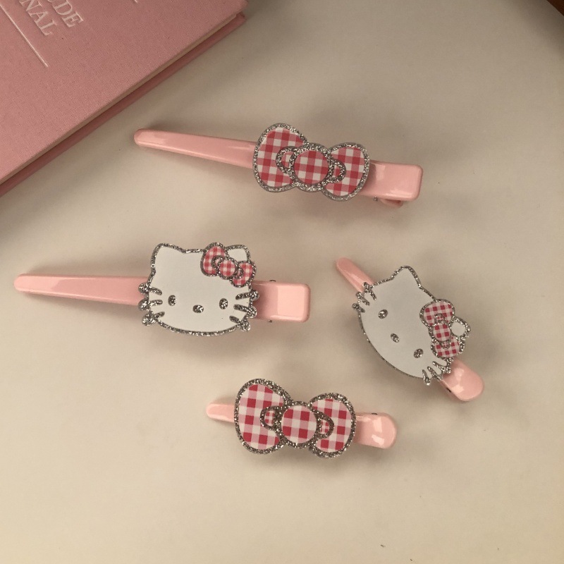 甜美kt猫化妆夹少女心长款猫咪发卡通可爱一字刘海无痕发夹发饰品|undefined