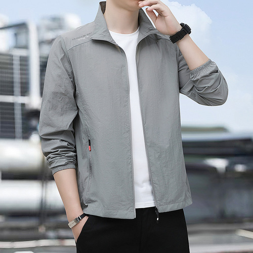 Summer thin clothing summer thin ice silk jacket plus size casual outdoor sun protection top men's casual jacket
