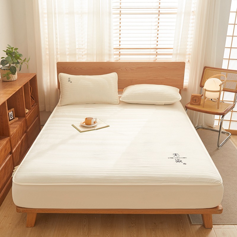 Cama de algodón sin teñido de comercio exterior tipo de cama de cama tipo A clase madre-infantil bordado agua lavado algodón fibra de soja barrera anti-deslizante