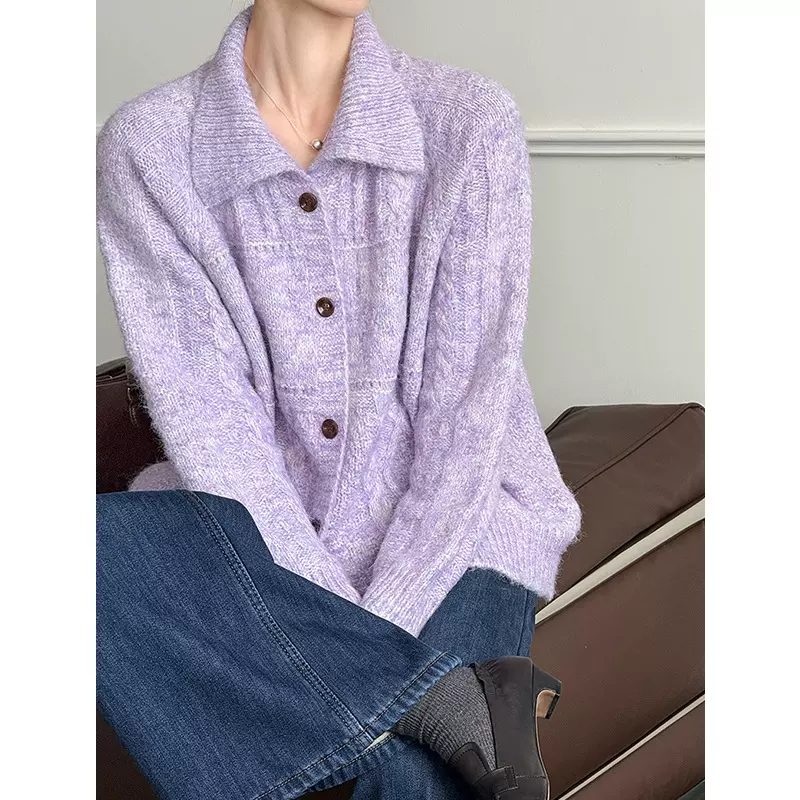 橘芷冬季新款韩版时尚百搭显瘦设计感女休闲洋气上衣毛衣女3683