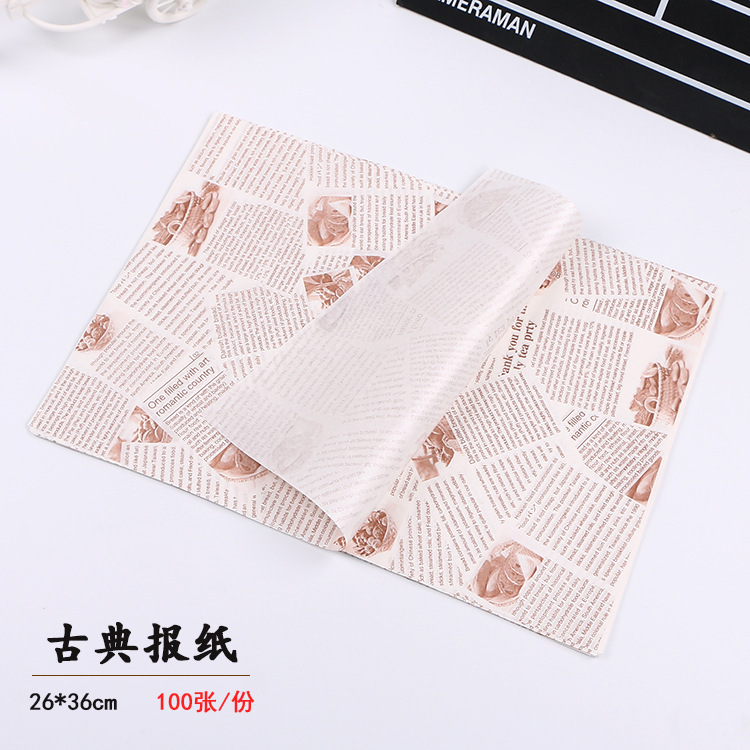 En stock suministro de pastel rollo de papel a prueba de aceite recubierto bandeja de pastelería papel de placa de embalaje para hornear papel de hamburguesa 100 hojas/pieza