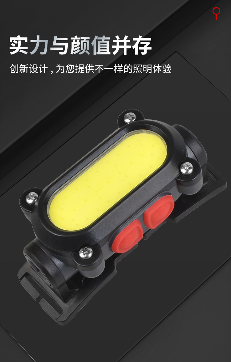 跨境新款LED头灯 COB强光USB充便携式电筒 户外骑行夜跑钓鱼头灯详情7