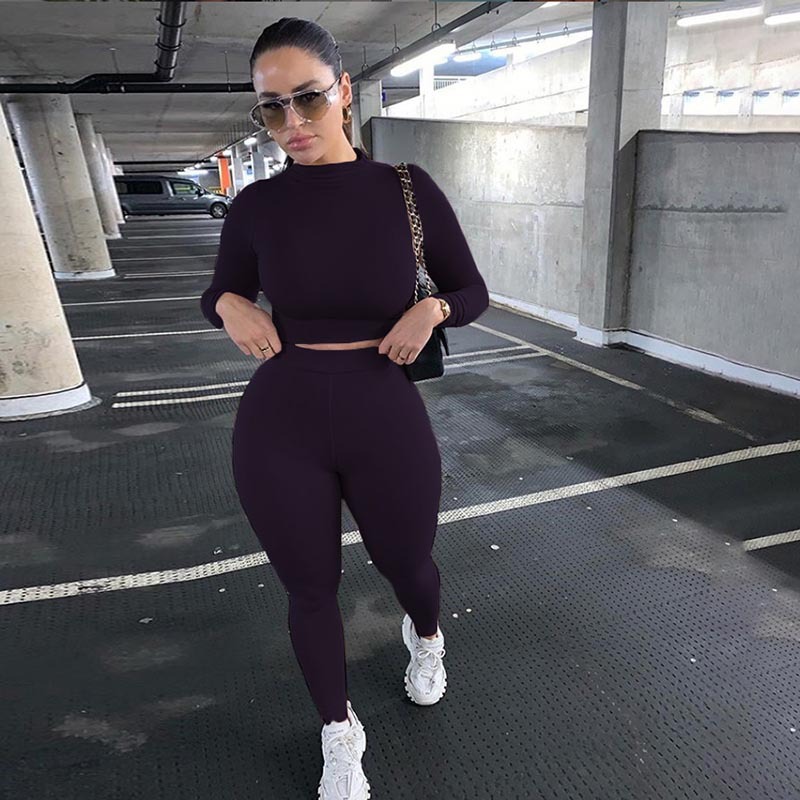 Women's casual two-piece slim long-sleeved tracksuit_voghion.com