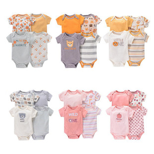 (Cross-border trading), summer children's set, cute bodysuit for men and women girl's, with short sleeve, 0-1 years, 4 piece set