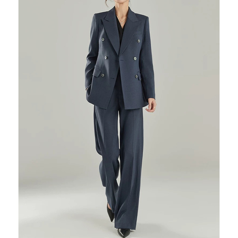 Ready-Made Manufacturer Wholesale Wool Suit, Capable Tall Straight Pants, Slim Commuter Suit, Two-Piece Set for Women