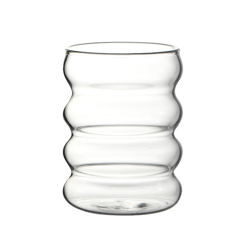 Highly Attractive Ripple Milk Mug Gift Set, Heat-Resistant Coffee Cup Made from High-Borosilicate Glass—A TikTok-Famous Gourd-Shaped Design