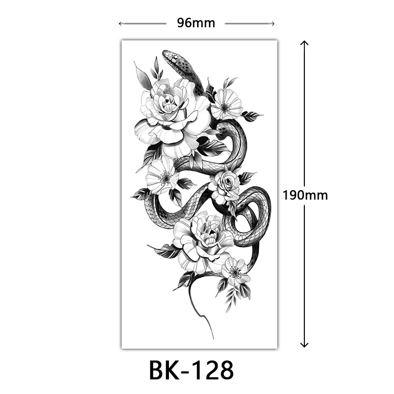 Tatuaje Temporal de Flores Boceto de Papel de Transferencia al Agua, Impresión por Transferencia de Agua, para Cuerpo image 134