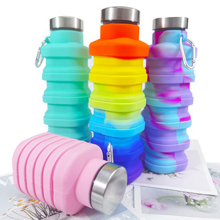 Silicone children's kettle high temperature resistant food grade portable folding water Cup square large capacity mountaineering water Cup