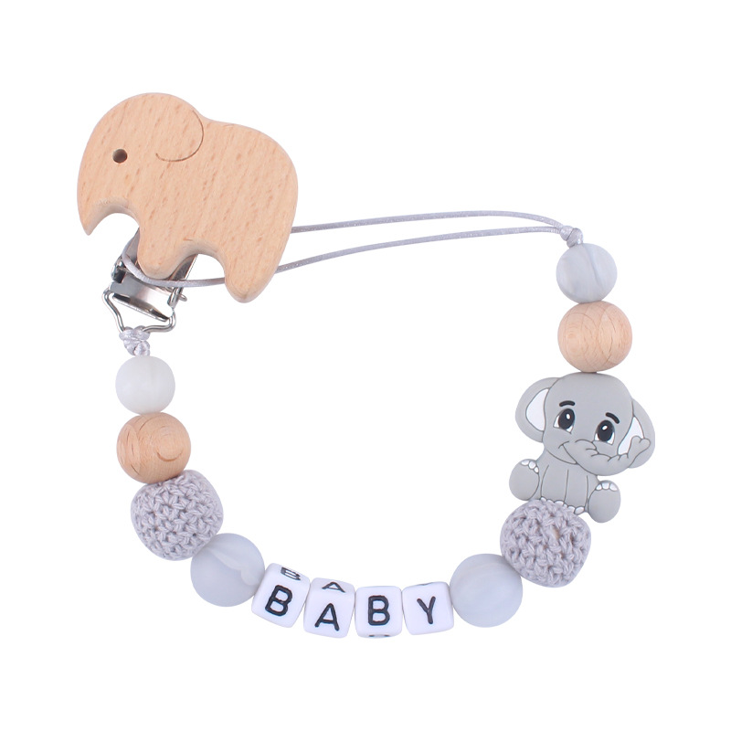 Nuevo bebé de haya animal chupete clip calmante bebé DIY animal mordedura molares chupete cadena