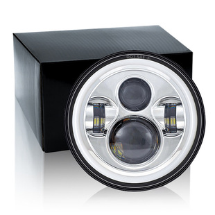 Cross-Border Motorcycle Headlight Manufacturer Direct Sales Full-Circle 4-Bead 7inch Silver Base Harley Motorcycle Front Light Modified for High and Low Beam