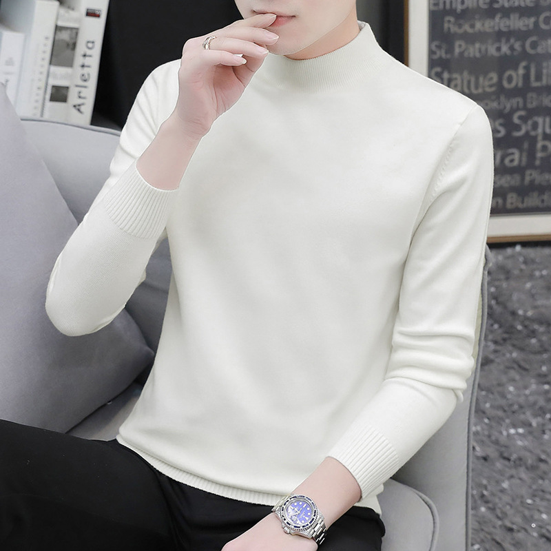 タートルネックセーター メンズ ニットウェア 秋冬 中衿 インナー ベースレイヤー 保温性のあるセーター ハーフタートルネック スリムフィット 細見え