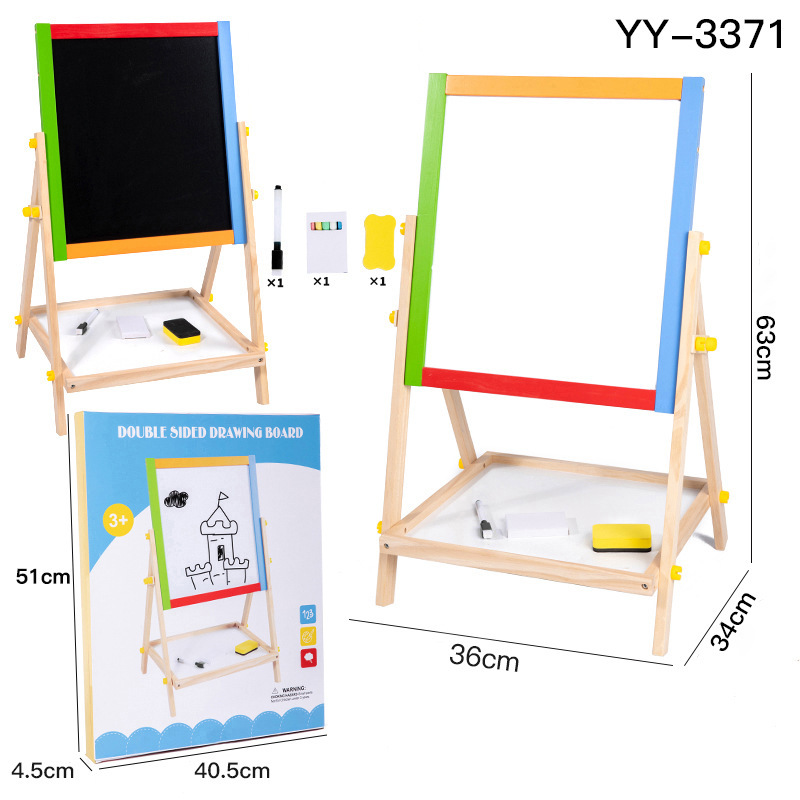 Fábrica de juguetes de madera de dos caras tablero de dibujo magnético de graffiti de educación temprana tablero de aprendizaje de cálculo de elevación tablero en blanco y negro