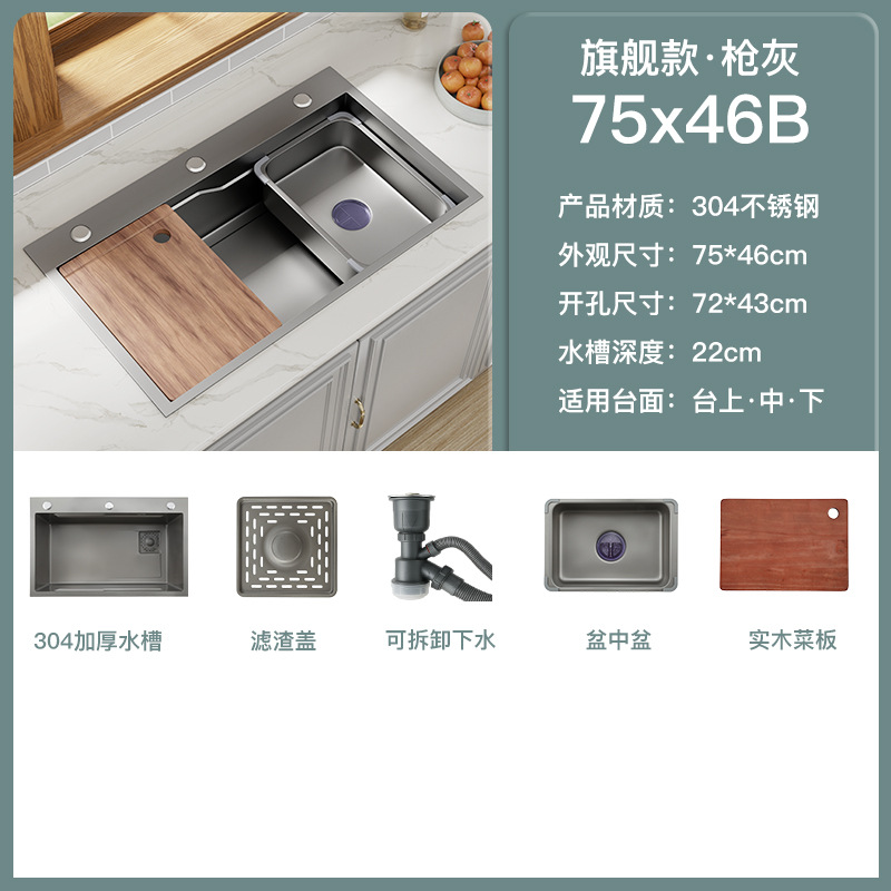 Feiyu cascada fregadero grande cocina de una sola ranura de acero inoxidable 304 hecho a mano de verduras lavabo fregadero bajo encimera cuenca hogar