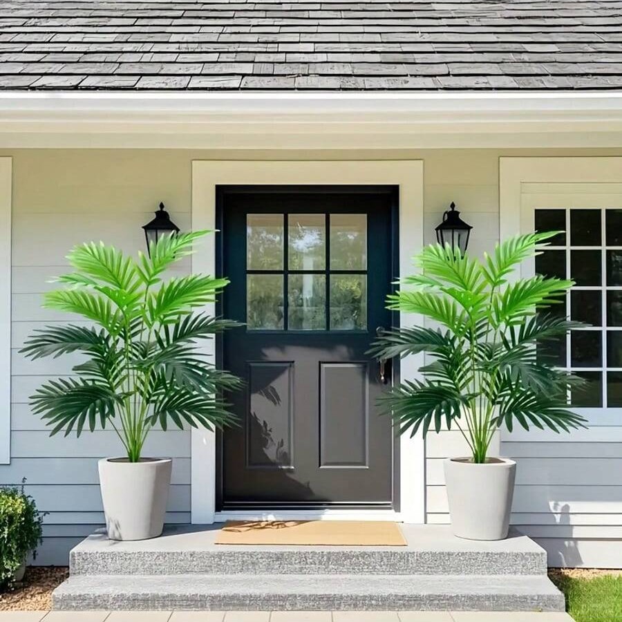 跨境热卖仿真绿植散尾葵假树铁树叶室内客厅盆栽园林绿化盆景装饰