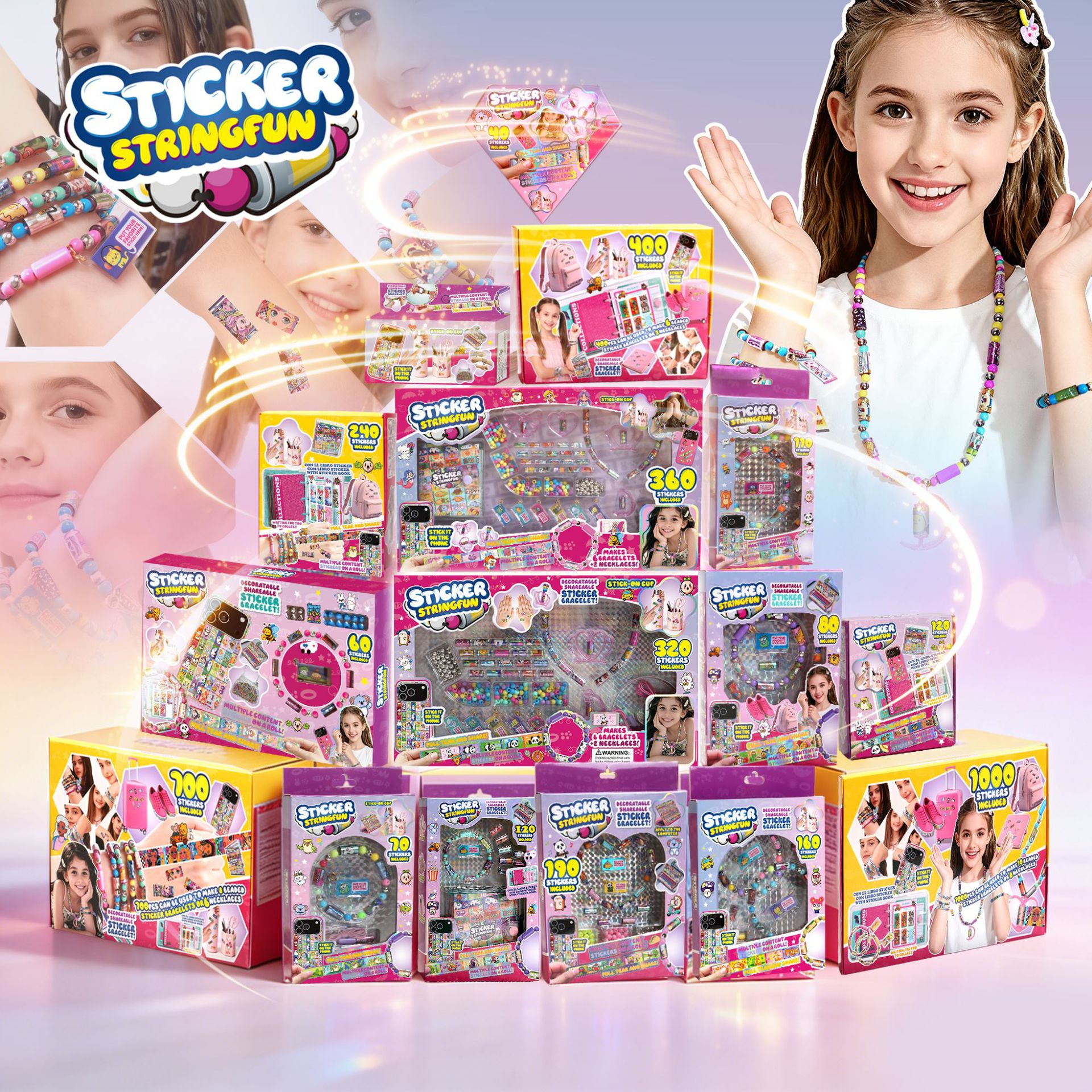 Pegatinas de juguetes para niños pulseras STICKI ROLL productos acabados creativos accesorios pegatinas de cuentas transfronterizas