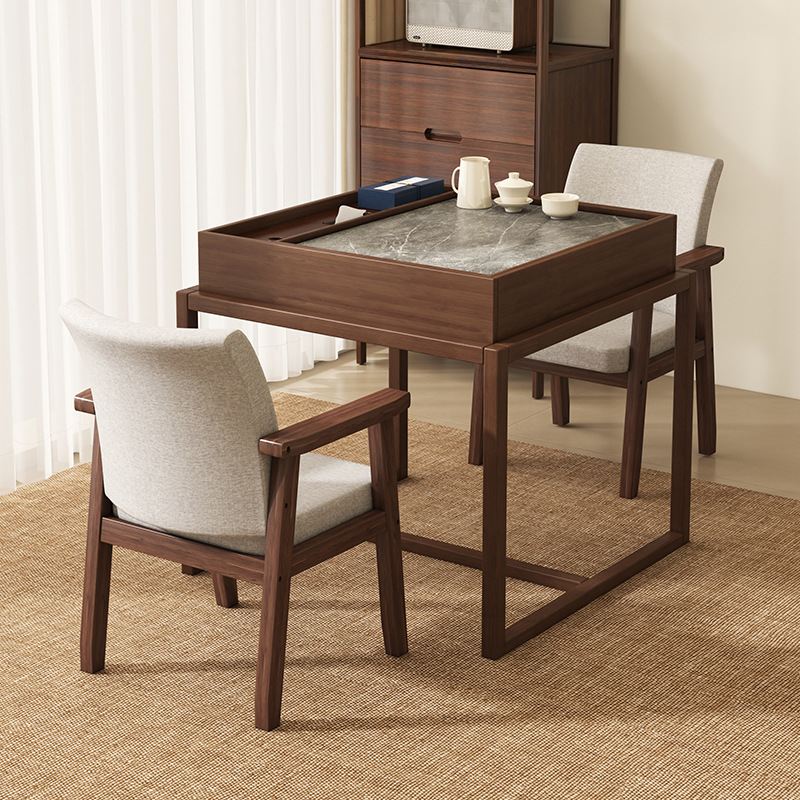 Mesa de té de madera sólida del balcón, nueva mesa cuadrada china, mesa casera simple, mesa de té cuadrada Zen casual