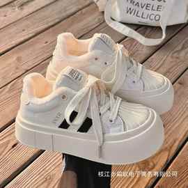 秋四季女鞋小白鞋女厚底贝壳头板鞋2025新款加绒棉鞋女百搭运动鞋