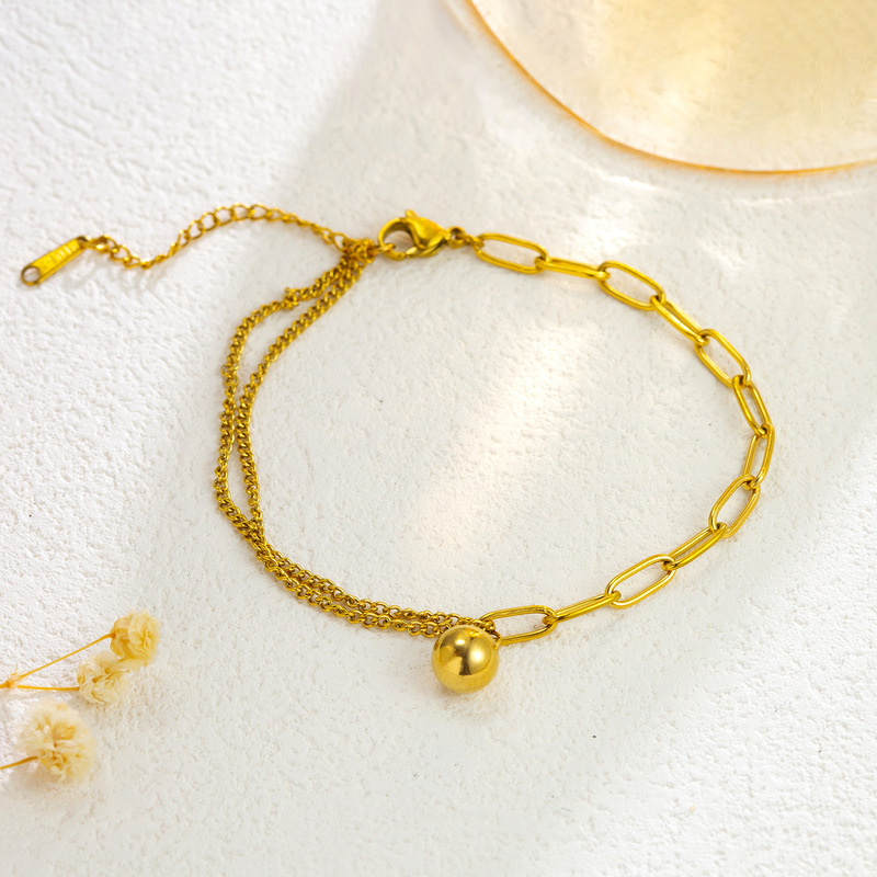 Small Gold Ball Bracelet for Women 2024 New Trendy 18K Gold Popular Bracelet High-End Titanium Steel Does Not Fade