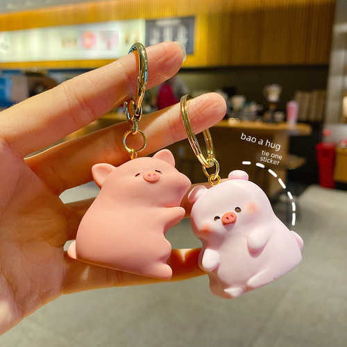 Cartoon Original Couple Keychain Cute Piggy Keychain Creative Lovely Piggy Plush Keychain Couple Bag Pendant 