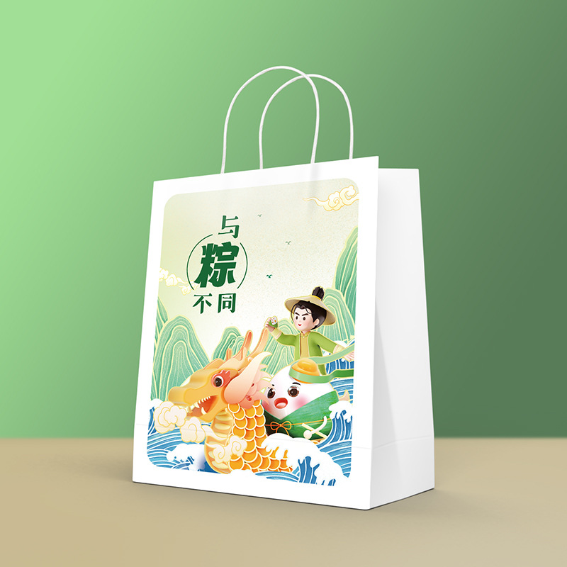 Dragon Boat Festival zongzi regalo Kraft bolsa de papel creativo bolsa de regalo snack embalaje bolsa de papel portátil en stock al por mayor