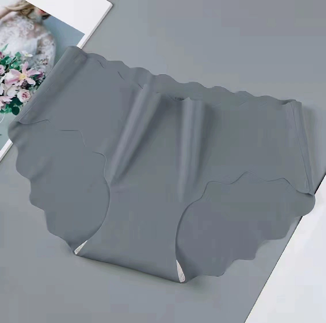 Женские трусы с шелковым эффектом, трусы средней посадки, коррекция бедер, милый волнообразный edge